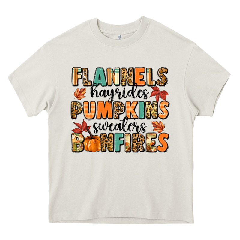 Flannels Hayrides Pumpkinsbonfires Heavy Core Tee by MaliasSmallBusiness | Teevron