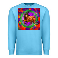 Ocean Blue halloween red angus bull Premium Sweatshirt - LillyAllenDesigns