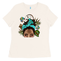 Bone Lake Camping Afro Messy Bun Bbs Ladies Tee - BundleAndBundleShop