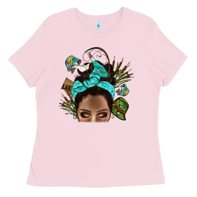 Lake Camping Afro Messy Bun Bbs Ladies Tee by BundleAndBundleShop | Teevron