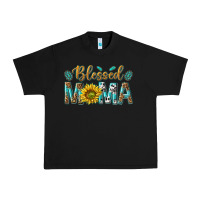 Black Western Blessed Mama with Leopard and Sunflower Urban Heavy Tee - texasbilliewilder