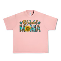 Salmon Western Blessed Mama with Leopard and Sunflower Urban Heavy Tee - texasbilliewilder