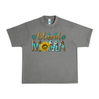 Tornado Western Blessed Mama with Leopard and Sunflower Urban Heavy Tee - texasbilliewilder