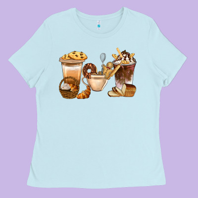 Bakery Coffee Cups With Cookie Bbs Ladies Tee Designed By Bundleandbundleshop