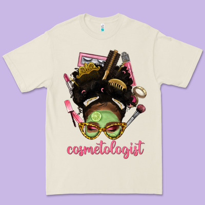 Afro Messy Bun Cosmetologist Premium Tee Designed By Bundleandbundleshop