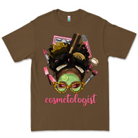 Cacao Afro Messy Bun Cosmetologist Premium Tee - BundleAndBundleShop