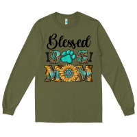 Army Green Blessed dog mom Long Sleeve Tee - RanaPortraitStore