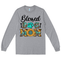 Heather Grey Blessed dog mom Long Sleeve Tee - RanaPortraitStore