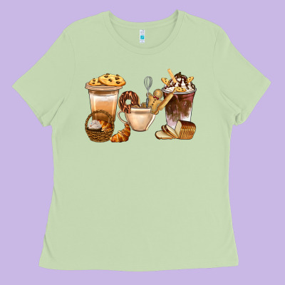 Bakery Coffee Cups With Cookie Bbs Ladies Tee Designed By Bundleandbundleshop