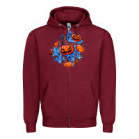 Burgundy halloween pumpkin patch  5 Zipper Hoodie - BundleAndBundleShop