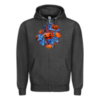 Charcoal Heather halloween pumpkin patch  5 Zipper Hoodie - BundleAndBundleShop