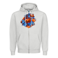 Dove Grey halloween pumpkin patch  5 Zipper Hoodie - BundleAndBundleShop