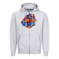 Heather Grey halloween pumpkin patch  5 Zipper Hoodie - BundleAndBundleShop