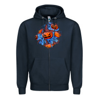 Navy halloween pumpkin patch  5 Zipper Hoodie - BundleAndBundleShop
