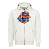 Oatmeal Heather halloween pumpkin patch  5 Zipper Hoodie - BundleAndBundleShop