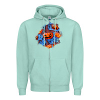 Seafoam halloween pumpkin patch  5 Zipper Hoodie - BundleAndBundleShop