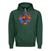 Sports Green halloween pumpkin patch  5 Zipper Hoodie - BundleAndBundleShop
