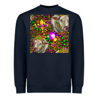 Navy Mardi Gras Cow Leopard Seamless Pattern Heavyweight Sweatshirt - FaDigitalArtStudio