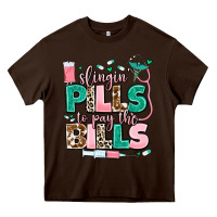 Chocolate Brown slingin' pills to pay the bills Heavy Core Tee - MaliasSmallBusiness
