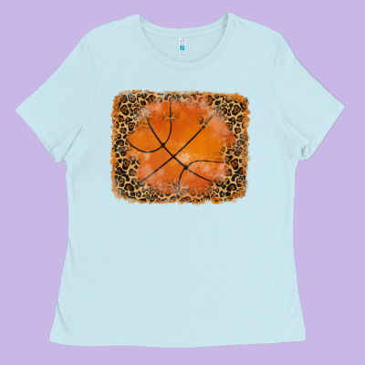 Glitter Leopard Basketball Background Ladies Tee Designed By Ranaportraitstore