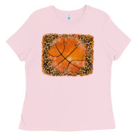 Bubblegum Pink glitter leopard basketball background Ladies Tee - RanaPortraitStore