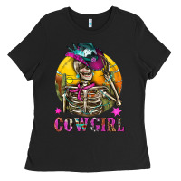Black Cowgirl Skeleton With Landscape Ladies Tee - BundleAndBundleShop