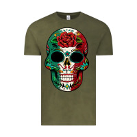 Vintage Olive Mexican Skull Vintage Tee - texasbilliewilder