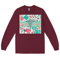 Burgundy nurse medical equipment Long Sleeve Tee - TumblerDesignByShophia