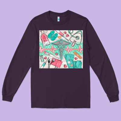 Nurse Medical Equipment Long Sleeve Tee Designed By Tumblerdesignbyshophia