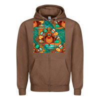 Chestnut thanksgiving  turkey seamless pattern Zipper Hoodie - BundleAndBundleShop