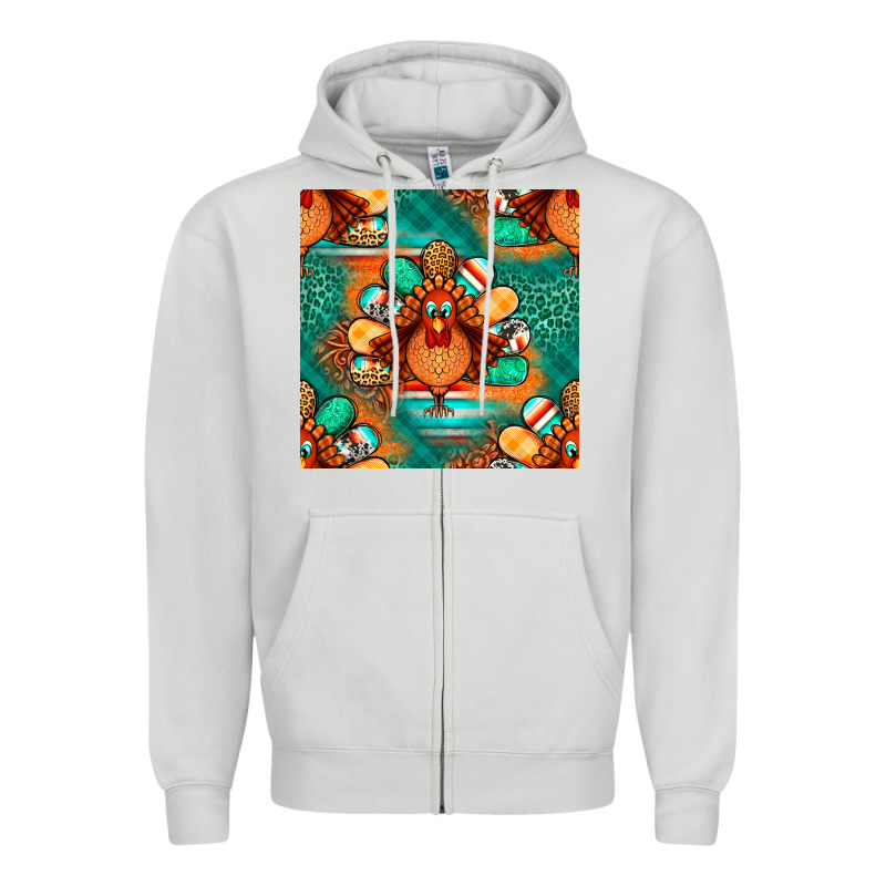 Thanksgiving  Turkey Seamless Pattern Zipper Hoodie by BundleAndBundleShop | Teevron