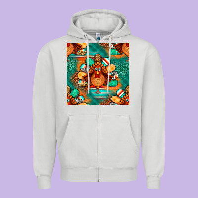 Thanksgiving  Turkey Seamless Pattern Zipper Hoodie Designed By Bundleandbundleshop