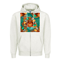 Oatmeal Heather thanksgiving  turkey seamless pattern Zipper Hoodie - BundleAndBundleShop