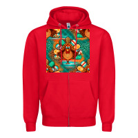 Red thanksgiving  turkey seamless pattern Zipper Hoodie - BundleAndBundleShop
