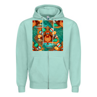 Seafoam thanksgiving  turkey seamless pattern Zipper Hoodie - BundleAndBundleShop