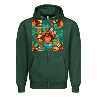 Sports Green thanksgiving  turkey seamless pattern Zipper Hoodie - BundleAndBundleShop