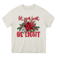Cream Let your heart be light Heavy Core Tee - MaliasSmallBusiness