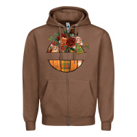 Chestnut customize floral pumpkin Zipper Hoodie - BundleAndBundleShop