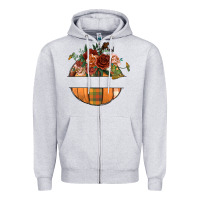 Heather Grey customize floral pumpkin Zipper Hoodie - BundleAndBundleShop
