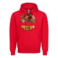 Red customize floral pumpkin Zipper Hoodie - BundleAndBundleShop