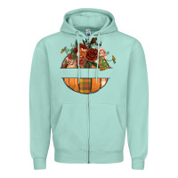 Seafoam customize floral pumpkin Zipper Hoodie - BundleAndBundleShop
