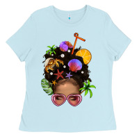 Baby Blue Beach Hair Afro Messy Bun Bbs Ladies Tee - BundleAndBundleShop