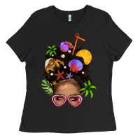 Black Beach Hair Afro Messy Bun Bbs Ladies Tee - BundleAndBundleShop
