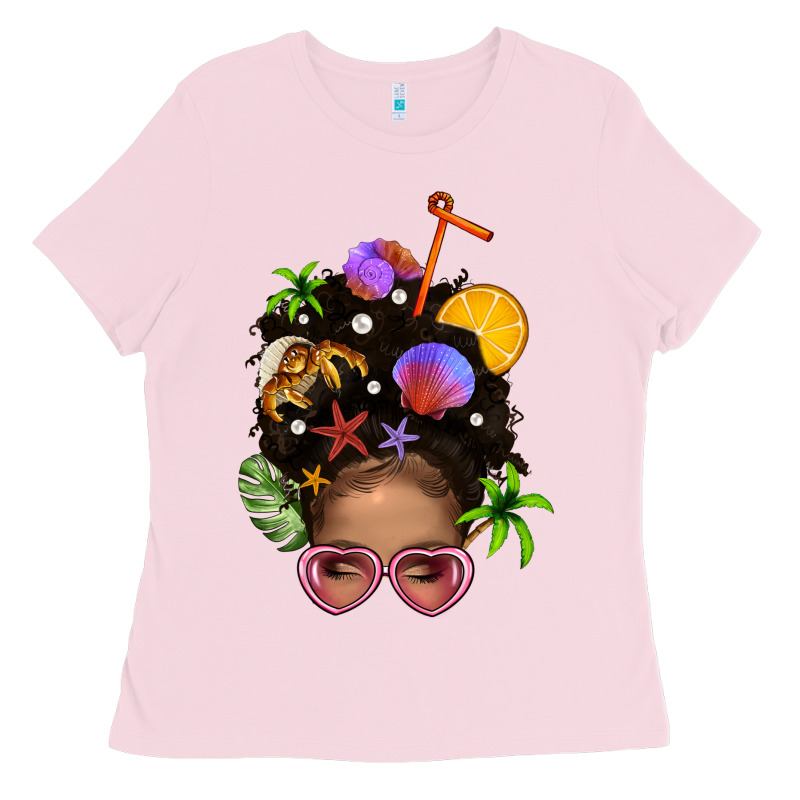 Beach Hair Afro Messy Bun Bbs Ladies Tee by BundleAndBundleShop | Teevron
