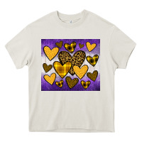 Cream lakers hearts Heavy Core Tee - JahusDesignShop