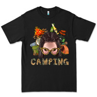 Black Camping Braid Hair Woman With Fire Bbs Premium Tee - BundleAndBundleShop