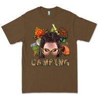 Cacao Camping Braid Hair Woman With Fire Bbs Premium Tee - BundleAndBundleShop
