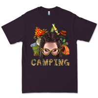 Plum Camping Braid Hair Woman With Fire Bbs Premium Tee - BundleAndBundleShop