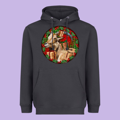 Spanish Goat Christmas Heavyweight Hoodie Designed By Lillyallendesigns
