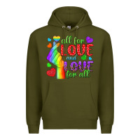 Army Green Western All For Love And Love For All Premium Hoodie - BundleAndBundleShop